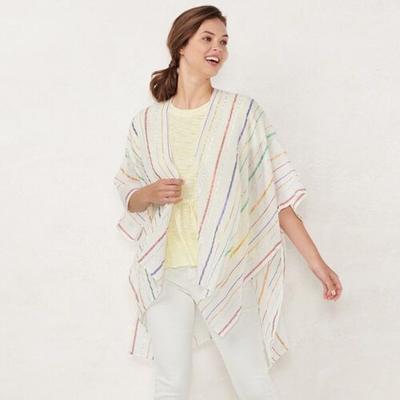 LC Lauren Conrad Accessories - LC Lauren Conrad Metallic Striped Ruana/Coverup/Wrap